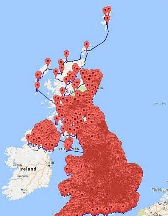 Все пабы Великобритании на одной карте