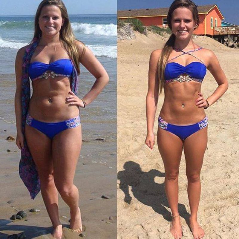 Фото до и после занятий спортом девушки